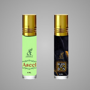 ariba aseel  black london pack 2 for men  women no alcohol long-lasting floral attar floral woody