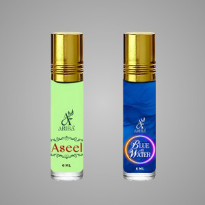 ariba aseel  blue water pack 2 for men  women no alcohol long-lasting floral attar natural floral