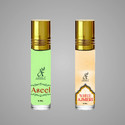 Ariba Aseel & White Ajmeri Pack 2 For Men & Women, No Alcohol, Long-Lasting Floral Attar (Motia/Jasmin, Floral)