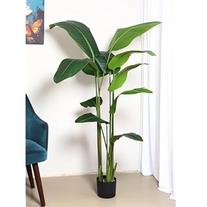 arick decor 6ft artificial bird of paradise fake plants indoor faux tropical palm potted dypsis lutescens for home office decor housewarming 180cmpack