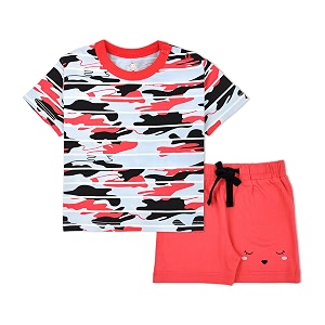 ariel baby boys amp baby girls cotton printed round neck half sleeve t-shirt amp short sets