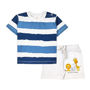 ariel baby boys amp baby girls cotton printed round neck half sleeve t-shirt amp short sets