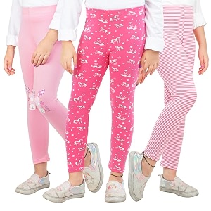 ariel girls cotton printed regular fit non-transparent ankle length leggings