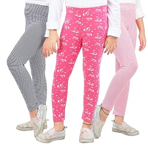 ariel girls cotton printed regular fit non-transparent ankle length leggings