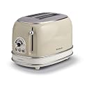 Ariete 155 Design Toaster 2 Slices With Tongs, 6 Toasting Levels, 810 W, Stainless Steel Body, Removable Crumb Tray, Pastel Beige, 810 Watts