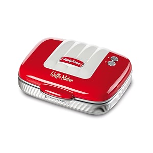 ariete 1973 electric waffle maker 700w non-stick plates red  easy to use locking system waffle maker makes sweet amp savory waffles