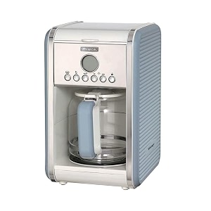 ariete vintage american coffee machine 1342 tempered glass carafe up to 12 cups 24 hour programming timer auto shut-off drip-proof heated plate 15 l capacity 2000w blue