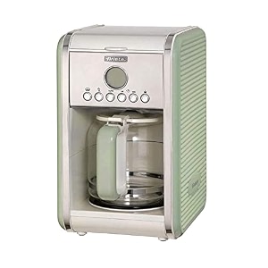 ariete vintage american coffee machine 1342 tempered glass carafe up to 12 cups 24 hour programming timer auto shut-off drip-proof heated plate 15 l capacity 2000w green