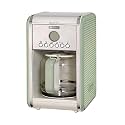Ariete Vintage American Coffee Machine 1342, Tempered Glass Carafe, up to 12 Cups, 24 Hour Programming Timer, Auto Shut-Off, Drip-Proof, Heated Plate, 1.5 L Capacity, 2000W (Green)