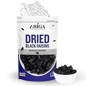 ariga foods afghani seedless black raisins 200 grams  kali kishmish dry fruits  delicious amp healthy snack  high in antioxidants naturally sweet amp tasty