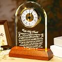 Arikyrist Aunt Gifts for Women Glass Clock with Wooden LED Light Base