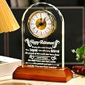 Arikyrist Glass Retirement Clock Gifts for Woman Men with Wooden Light Base