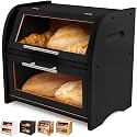 Arise Bamboo Wooden Bread Box for Kitchen Countertop, Extra Large 2-Shelf