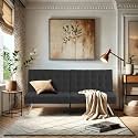 Convertible Sofa Bed Adjustable Couch Sleeper - Fabric Loveseat Futon Bed with Breathable Chenille, Metal Legs, and Adjustable Lounge - Perfect for Compact Living Space