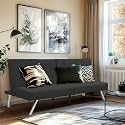 Convertible Sofa Bed Adjustable Couch Sleeper - Fabric Loveseat Futon Bed with Breathable Chenille, Metal Legs, and Adjustable Lounge - Perfect for Compact Living Space