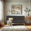 Convertible Sofa Bed Adjustable Couch Sleeper - Fabric Loveseat Futon Bed with Breathable Chenille, Metal Legs, and Adjustable Lounge - Perfect for Compact Living Space