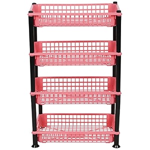 aristo multipurpose plastic storage rack 4 shelfmulti purposekitchenliving roomrack 405 cm x 265 cm x 62 cm pink
