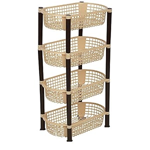 aristo multipurpose plastic storage rack 4 shelfmulti purposekitchenliving roomrack 475 cm x 285 cm x 845 cm biege