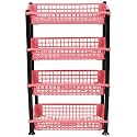 Aristo Multipurpose Plastic Storage Rack 4 Shelf/Multi Purpose/Kitchen/Living Room/Rack (40.5 cm x 26.5 cm x 62 cm, Pink)