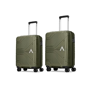 aristocrat phantom - s02 set of 2 cabinmedium trolley bag  tsa  4 wheels  3 year international warranty  ivory green