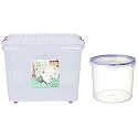 ARISTO Plastic Storage Container Box with Wheels 25 LTR (Clear), (45.8x34x26 cm, Rectangular) Plastic Air Tight Kitchen Container/Box with Dry Storage System, 5000 ml, Clear, (22(D) x19 CM)