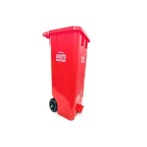 aristo plastic wheel pedal garbage waste dustbin 65 ltr red