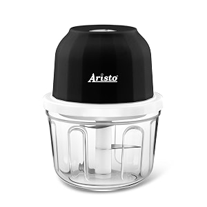 aristo rechargeable wireless electric cordless chopper stainless steel blades one touch operation 10 seconds chopping mincing vegetable meat - 350 ml 30 watts black