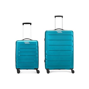 aristocrat chroma 2 pc set cabin 55 cmsmall check-in 75 cmlarge 8 wheels trolley bags for travel hard case luggage lightweight bag suitcase with combination lock amp 3 years warranty blue