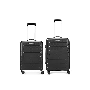 aristocrat chroma 2 pc set cabin 55 cmsmall check-in 66 cmmedium 8 wheels trolley bags for travel hard case luggage lightweight bag suitcase with combination lock amp 3 years warranty black