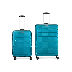 aristocrat chroma 2 pc set check-in 66 cmmedium check-in 75 cmlarge 8 wheels trolley bags for travel hard case luggage lightweight bag suitcase with combination lock amp 3 years warranty blue