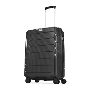 aristocrat polypropylene chroma check-in 66 cmmedium 8 wheels spinner trolley bags for travel hard case luggagelightweight bagsuitcase with combination lock amp 3 years warranty black