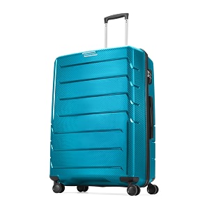 aristocrat polycarbonate pc chroma check-in 75 cmlarge 8 wheels double spinner trolley bags for travel hard case luggage lightweight bag suitcase with combination lock amp 3 years warranty blue