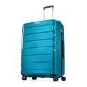 Aristocrat Polycarbonate (PC) Chroma Check-in 75 Cm(Large) 8 Wheels Double Spinner Trolley Bags for Travel Hard Case Luggage, Lightweight Bag, Suitcase with Combination Lock &amp; 3 Years Warranty (Blue)