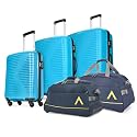Aristocrat Karl Active S03 Set of 3 (Cabin+Medium+Large) Trolley Bag, Cm | TSA | 2 Wheels | 3 Year International Warranty | Blue &amp; Two Blue Aristocrat Duffles(DF &amp; DFT)
