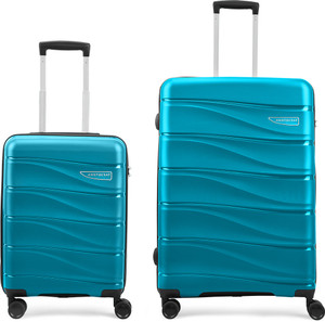 aristocrat hard body set of 2 luggage 8 wheels - olympus set of 2 small 55cm  large 77cm - trolley bag - teal