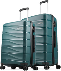 aristocrat hard body set of 2 luggage 8 wheels - olympus set of 2 medium 66cm  large 77cm - trolley bag - green