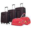 Aristocrat Strom - S03 Set of 3 (Cabin+Medium+Large) Trolley Bag, Cm | Combination Lock | 2 Wheels | 7 Year International Warranty | Maroon &amp; Two Red Aristocrat Duffles(DF &amp; DFT)