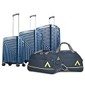 Aristocrat Wego - S03 Set of 3 (Cabin+Medium+Large) Trolley Bag, Cm | Combination Lock | 8 Wheels | 7 Year International Warranty | Dark Red &amp; Two Blue Aristocrat Duffles(DF &amp; DFT)