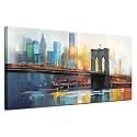 Arjun Cityscape Wall Art City Canvas Painting Artwork Large Framed 40"x20"