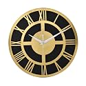 Decorative Wall Clock for Home Stylish Latest 12 inch Silent and Easy to Read Wooden Wall Clock for Home Living Room Bedroom Office Decor (Black Gold)