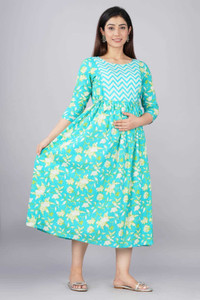 ARKAVYA Women Fit and Flare Light Green