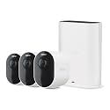 Arlo Ultra Security Camera 4K HDR (2nd Gen, 2020 Release) + SmartHub, Battery Power, Emergency Response, AI Event Captions, 1-Month Trial of Secure Plan, 180° Field of View, 3 Cam, White
