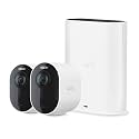 Arlo Ultra 2 Spotlight Camera 4K HDR (2 Cameras, SmartHub Included &amp; Required) | Wireless Home Security Camera | Color Night Vision, Motion Sensor, 180º View, 2-Way Audio, White