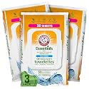Arm and Hammer 3 Pack Face and Body Wipes for Adults - Deodorant Towelettes 90 Sheets for Women - Shower Wipes for Traveling, Camping, Gym, and Bathing - Alcohol-Free Face Sheets (Clear Water)