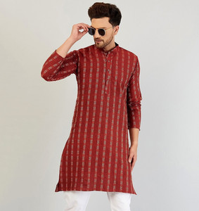 armaan ethnic self design cotton blend straight kurta for men multicolor