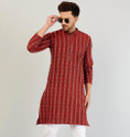 ARMAAN ETHNIC Self Design Cotton Blend Straight Kurta for Men (Multicolor)