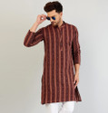 ARMAAN ETHNIC Self Design Cotton Blend Straight Kurta for Men (Red)