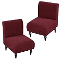 Armless Accent Chair Cover Slipcover for Living Room,Wine Red