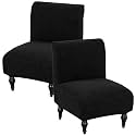 Armless Accent Chair Cover Slipcover for Living Room,Black