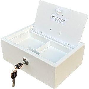 armour 8 litre 6 kg mild steel top open safe cash box  mechanical key locking system  lock box for home office and shop white finish 85 x 12 x 45 in